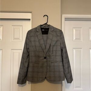 Zara Charcoal Checkered Women's Suit